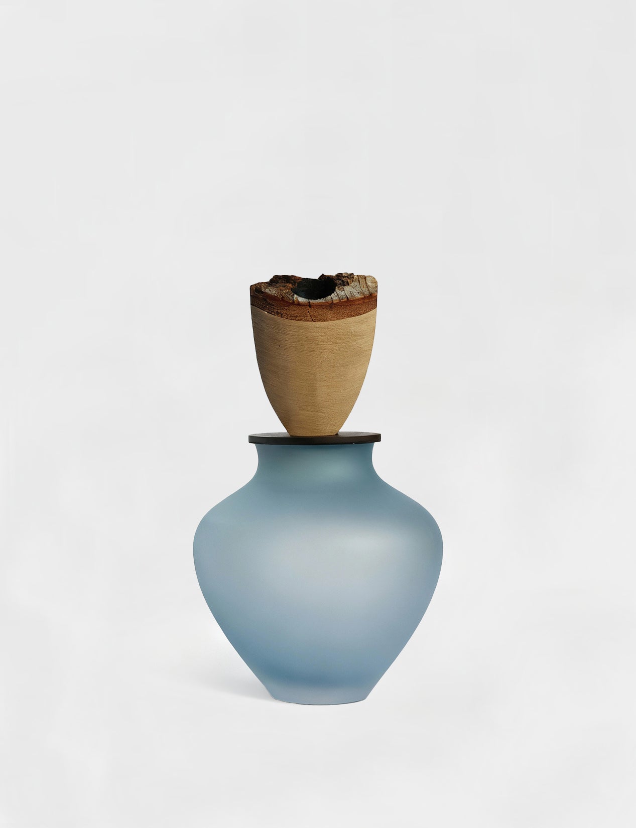 Ohana  | Sculptural Geometric Vessel in Glass & Wood