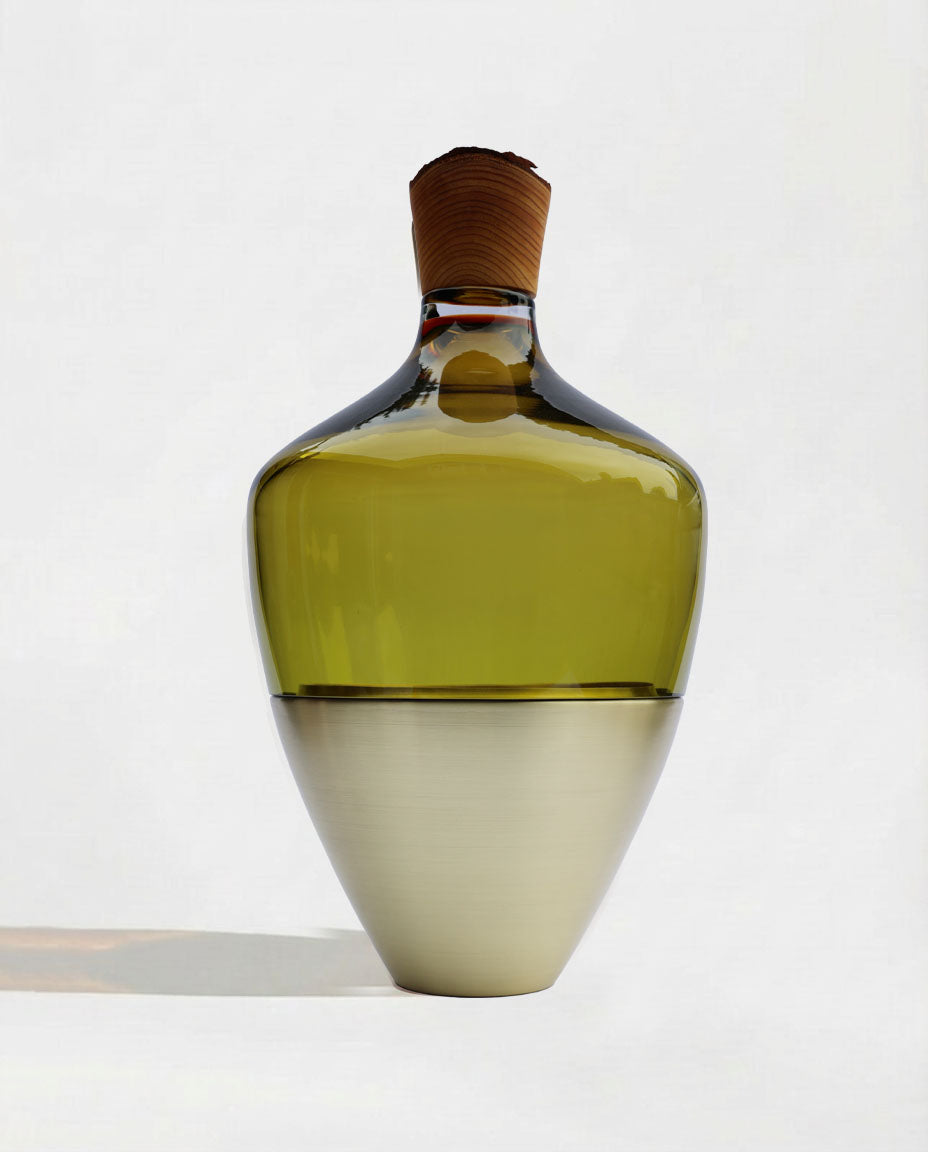 India Large II | Stacking Vessel in Semi-Precious Metal, Glass & Wood