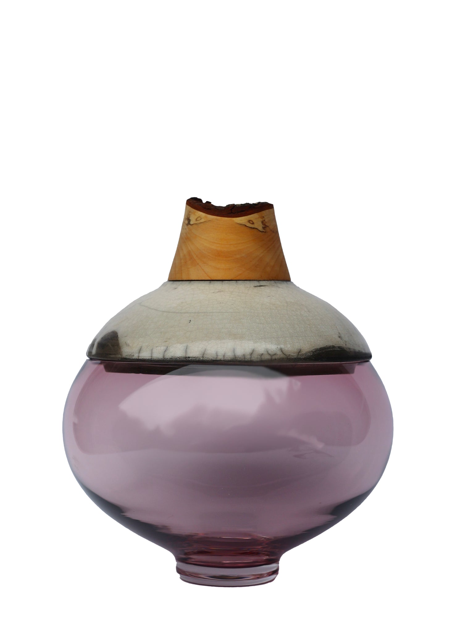 Butterfly | Stacking Vessel in Glass , Raku Ceramic & Wood