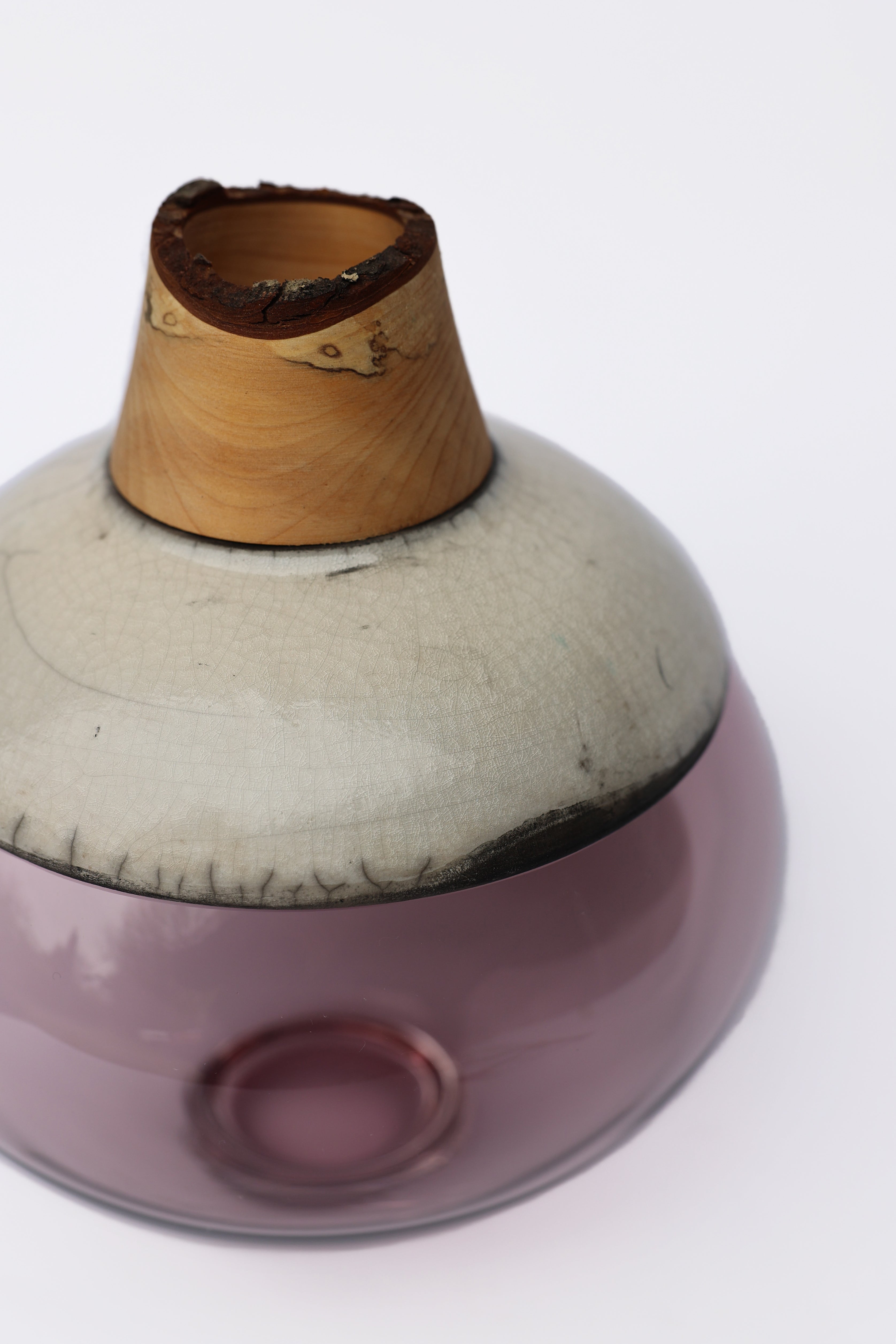 Butterfly | Stacking Vessel in Glass , Raku Ceramic & Wood