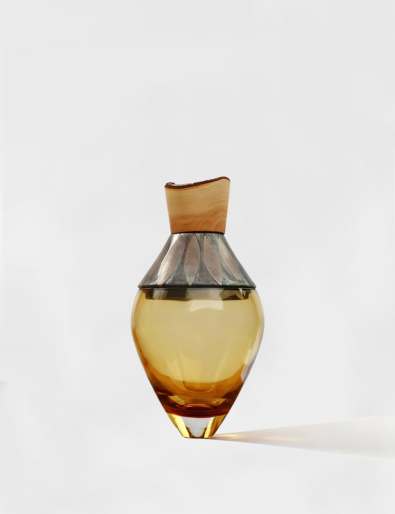 Pattern Patina | Stacking Vessel in Semi-Precious Metal, Glass & Wood