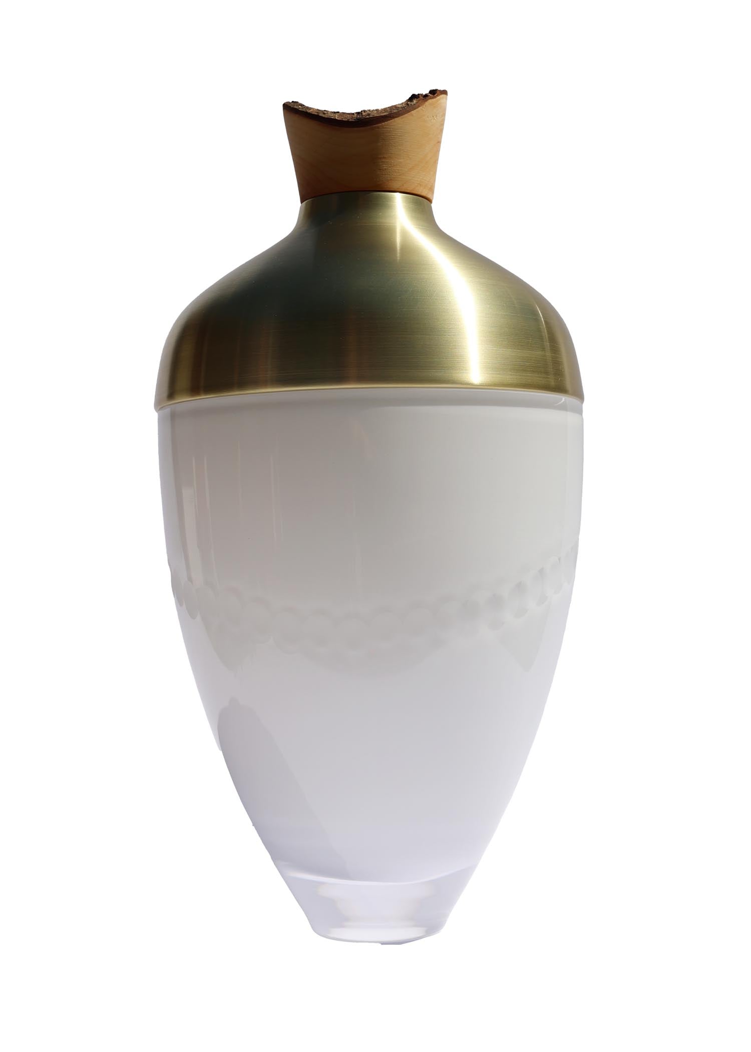 Nani | Sculpted Stacking Vessel in Semi-Precious Metal, Glass & Wood