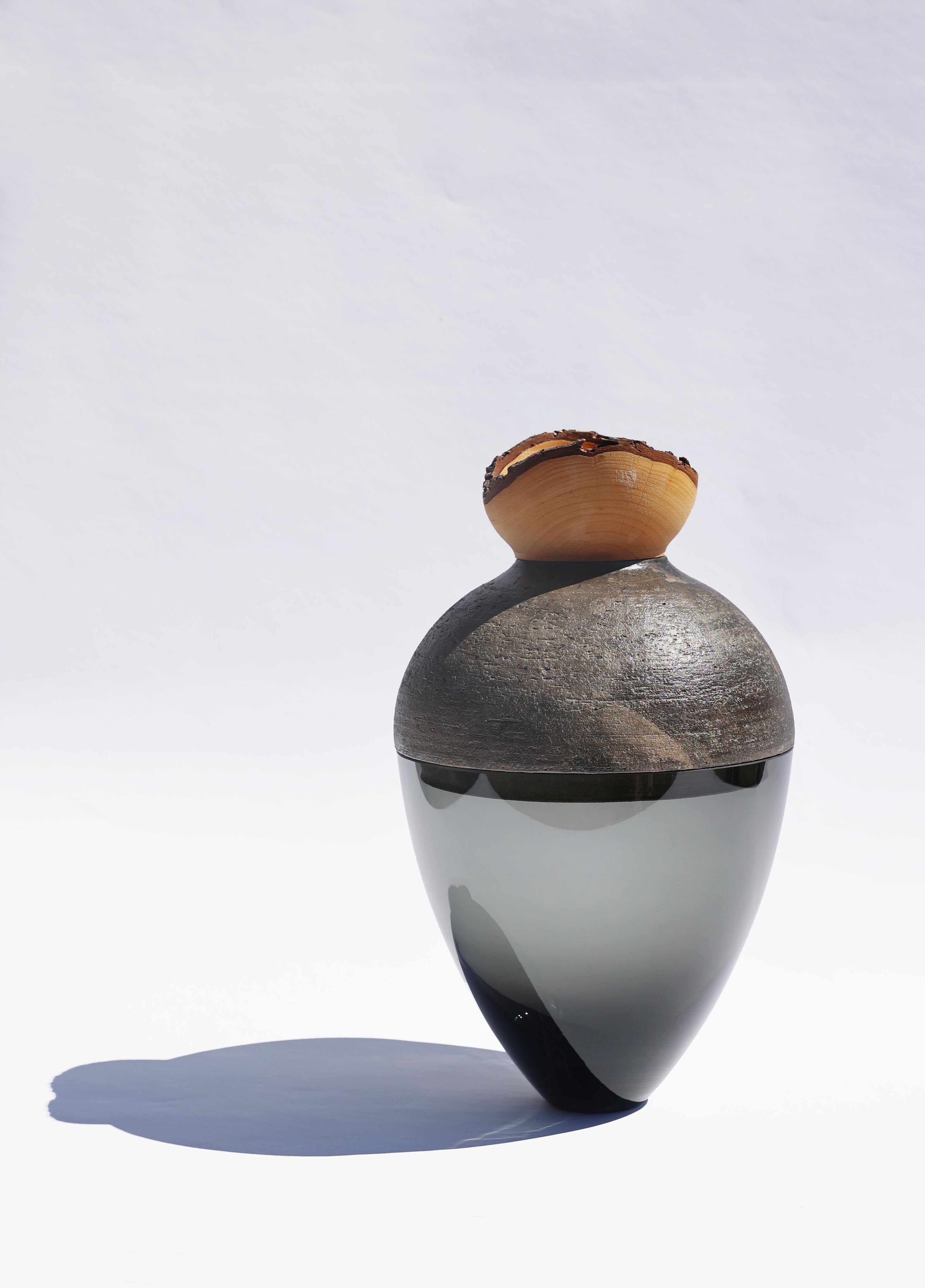 Butterfly | Stacking Vessel in Glass , Raku Ceramic & Wood