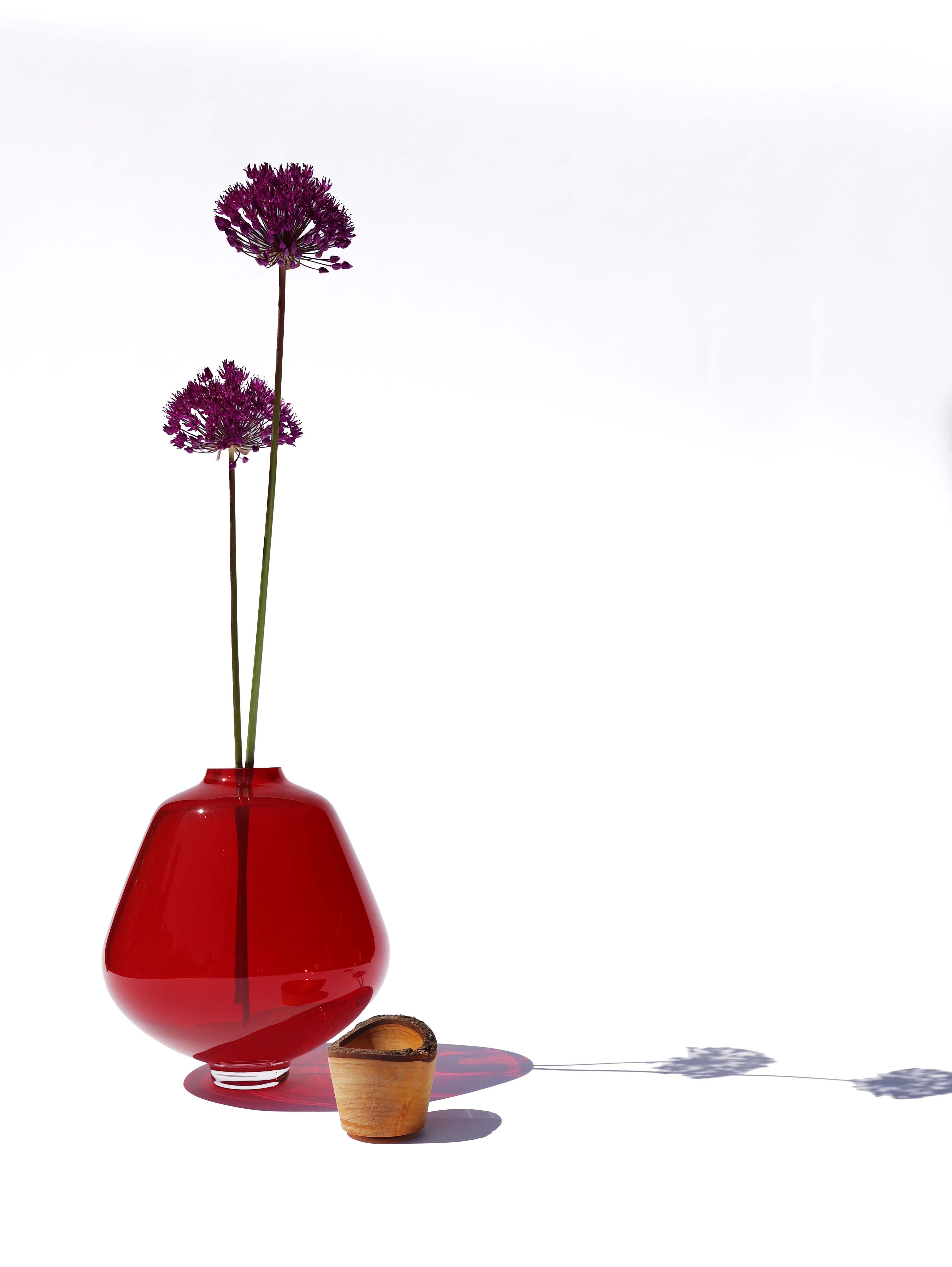 Sam | Stacking Vessel in Natural Wood & Mouth-Blown Glass