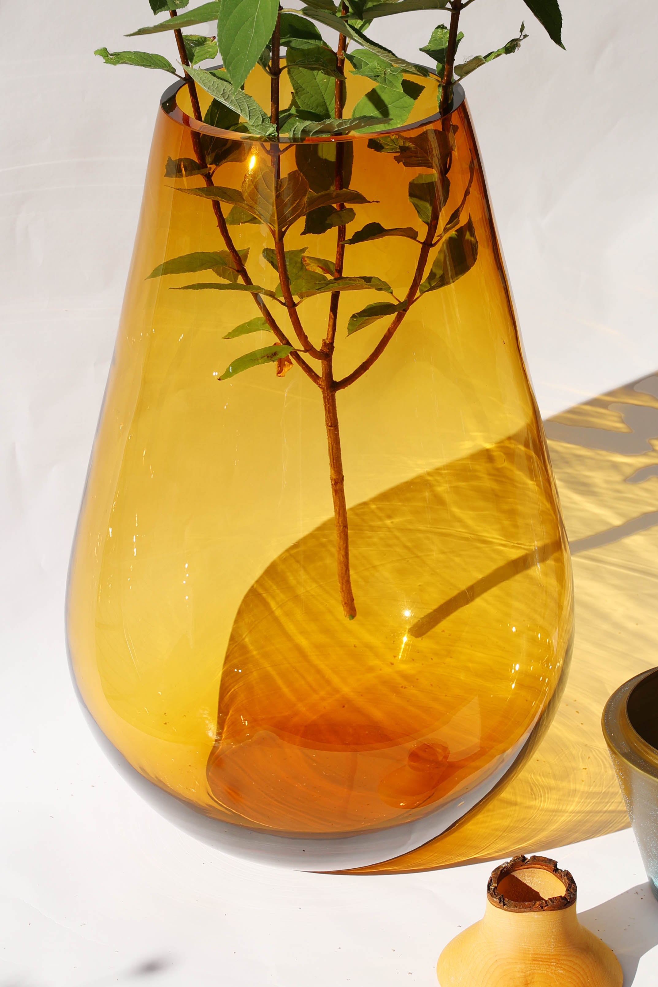 SCARABEE | Floor standing Stacking Vessel in Semi-Precious Metal, Glass & Wood
