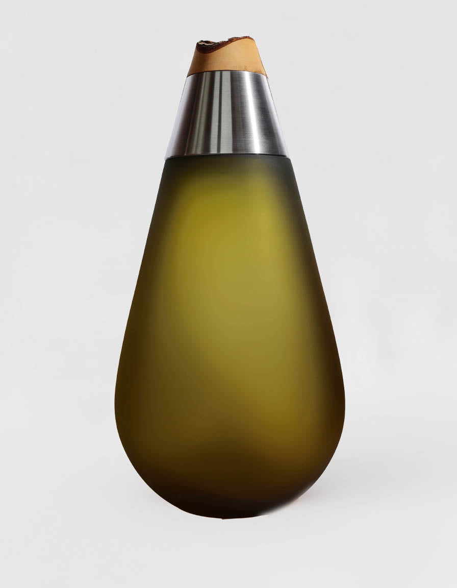 SCARABEE | Floor standing Stacking Vessel in Semi-Precious Metal, Glass & Wood