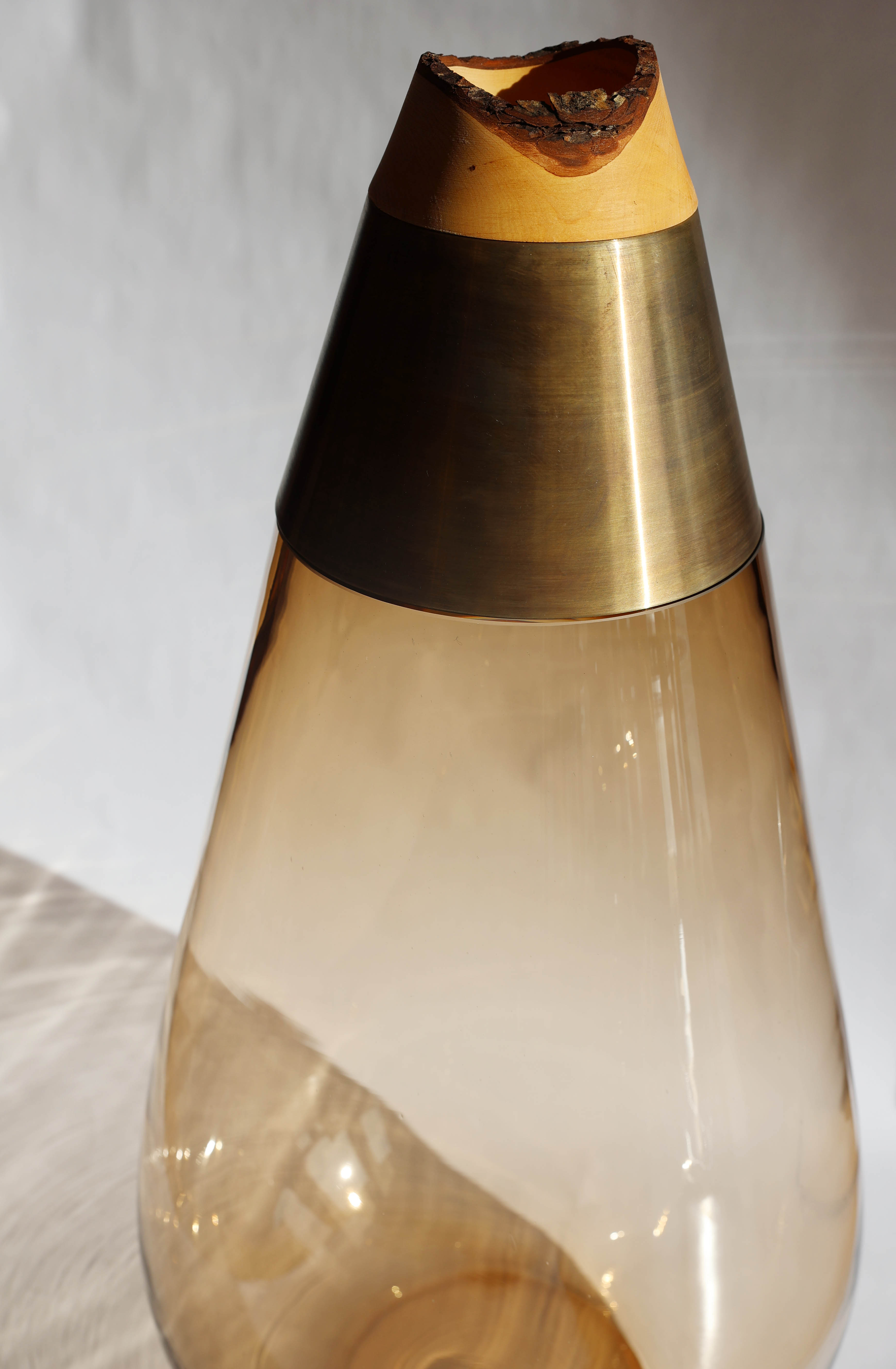 SCARABEE | Floor standing Stacking Vessel in Semi-Precious Metal, Glass & Wood