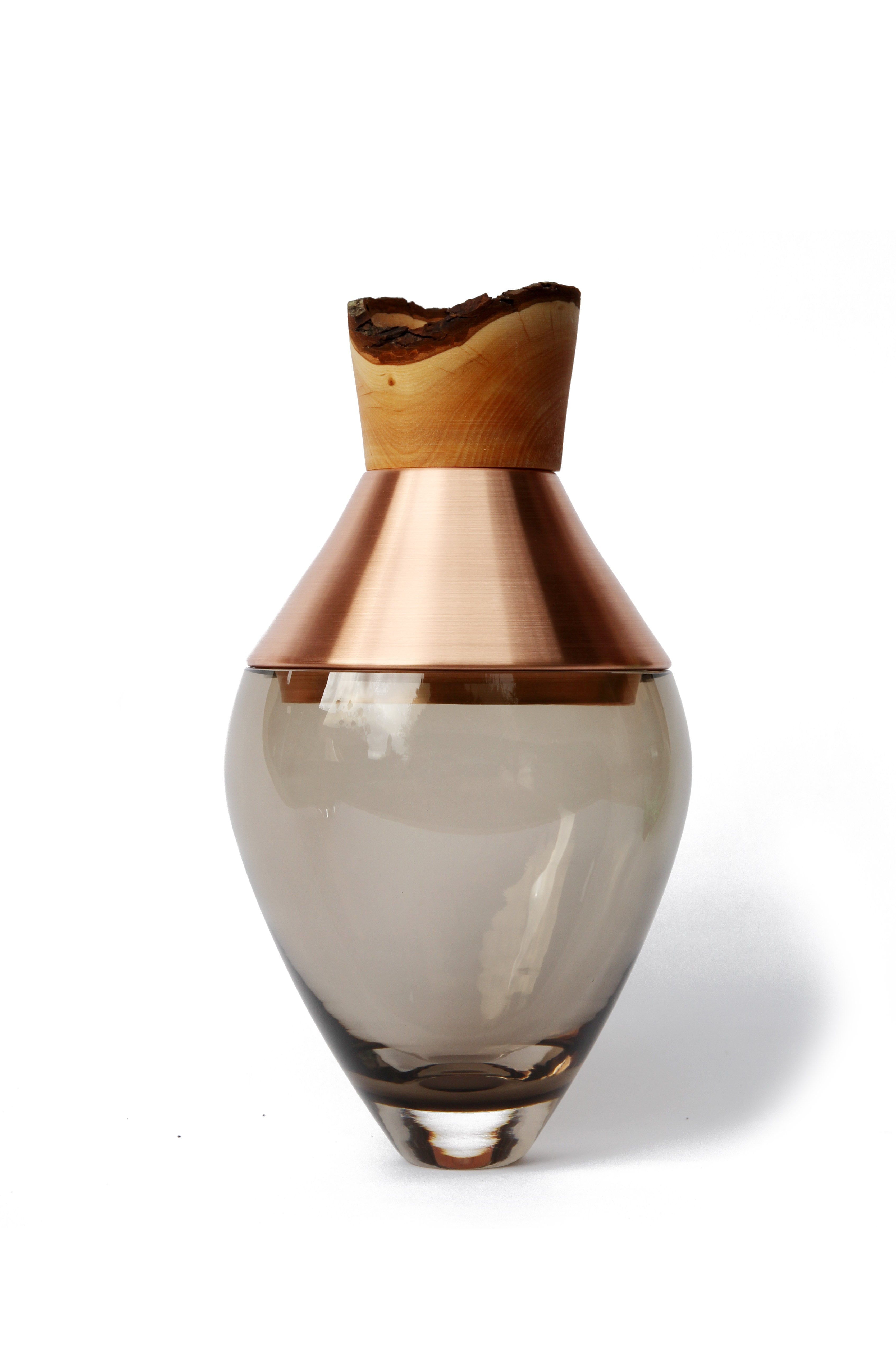 India Small I | Stacking Vessel in Semi-Precious Metal, Glass & Wood