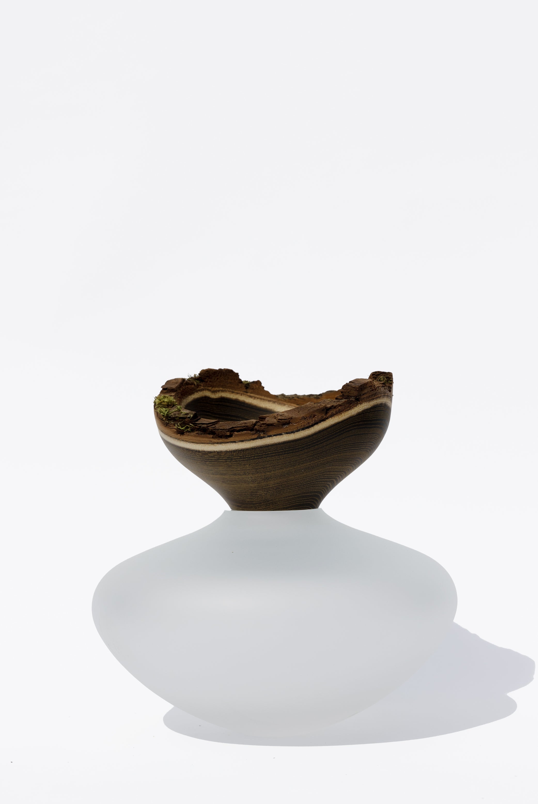 Bloom Satin |  Stacking Vessel in Glass & Smoked Wood