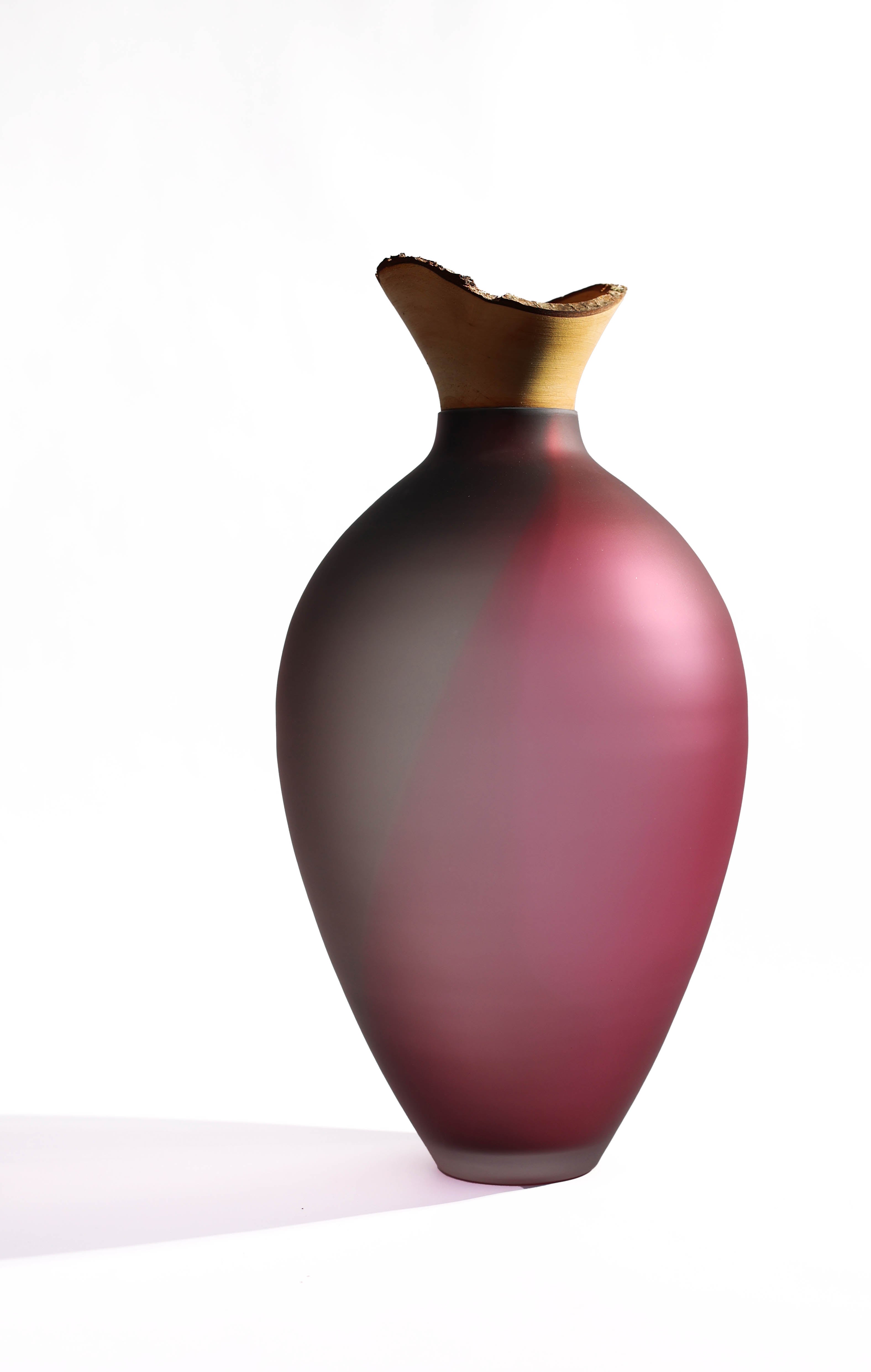 Splash | Stacking Vessel in dual coloured glass with a wood crown