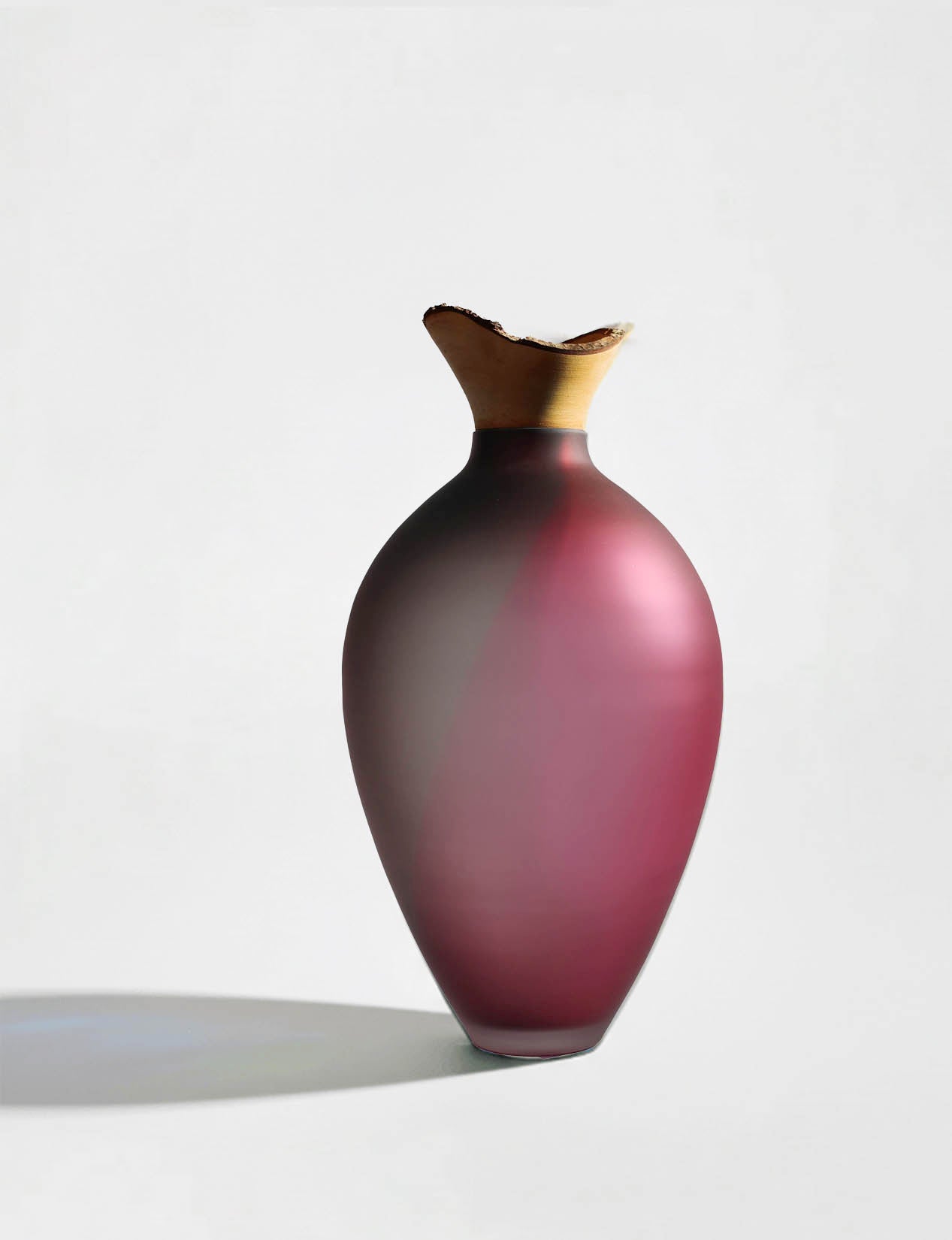 Splash | Stacking Vessel in dual coloured glass with a wood crown