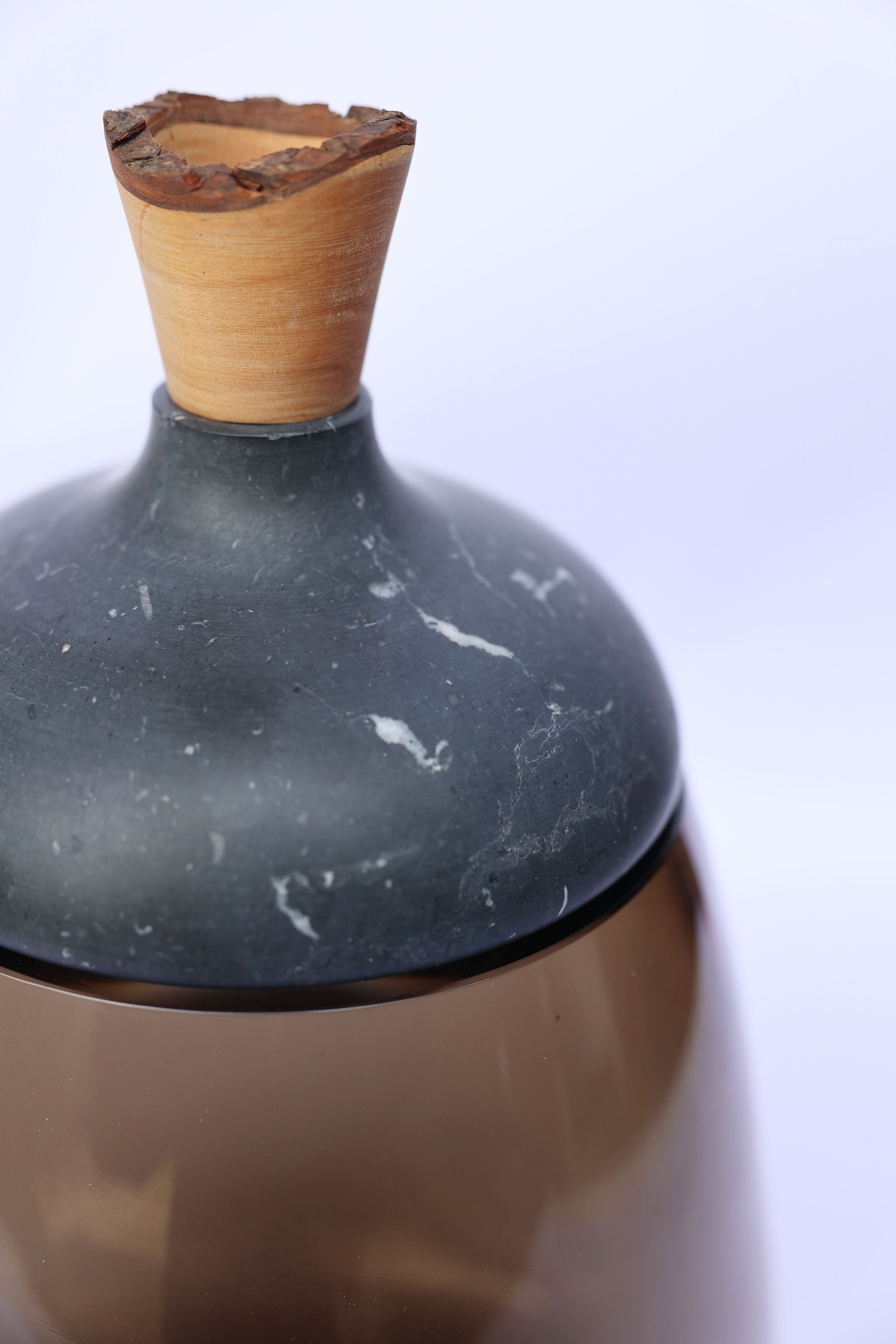 TERRA | Stacking Vessel in Glass, Stone & Wood