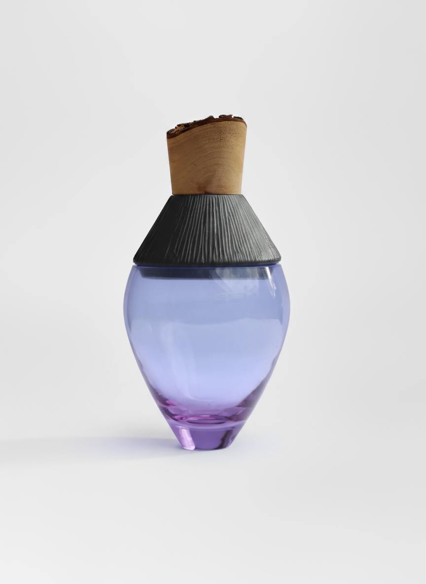 Eterna Stacking Vessel | Glass with carved ceramic & wood crown