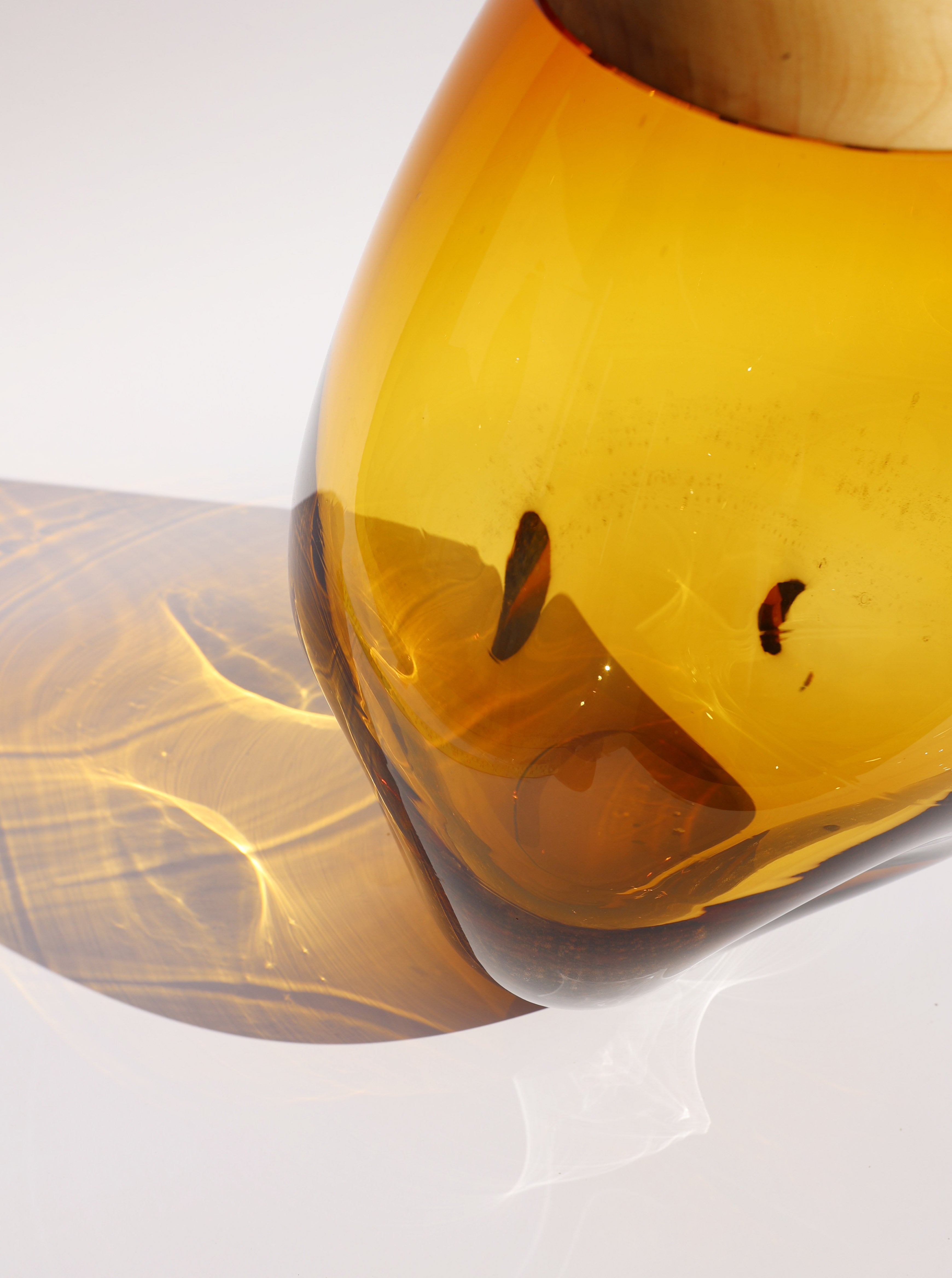 Drift | Stacking Vessel in hand formed glass & wood