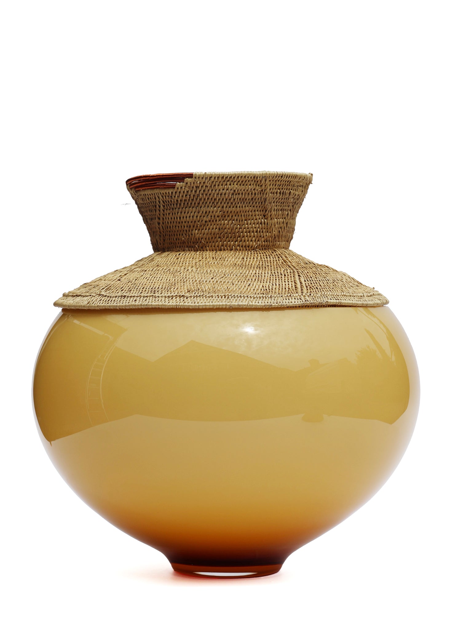 Zambia | Stacking Vessel from glass & woven Makenge root