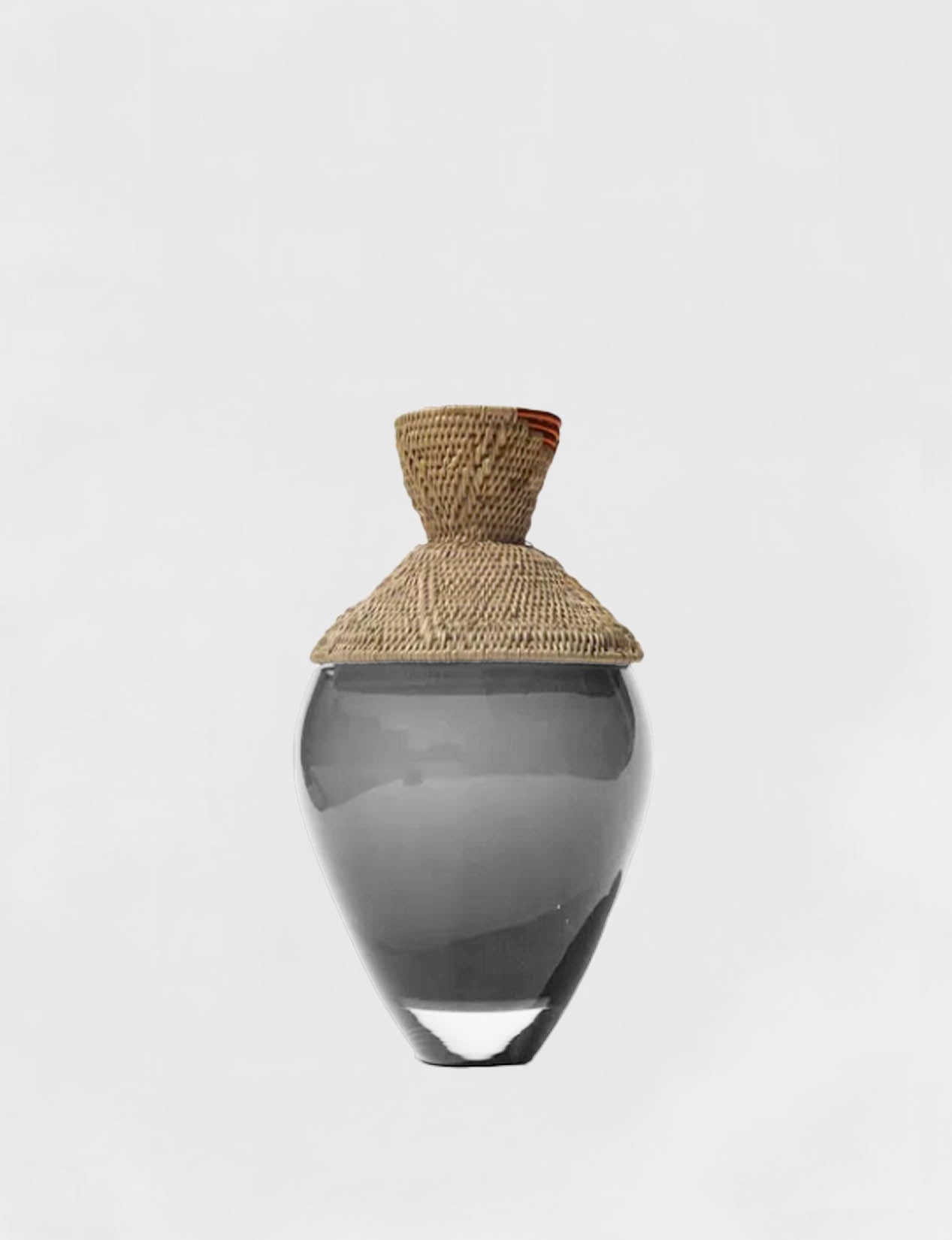 ZAMBIA | Stacking Vessel from glass & woven Makenge root