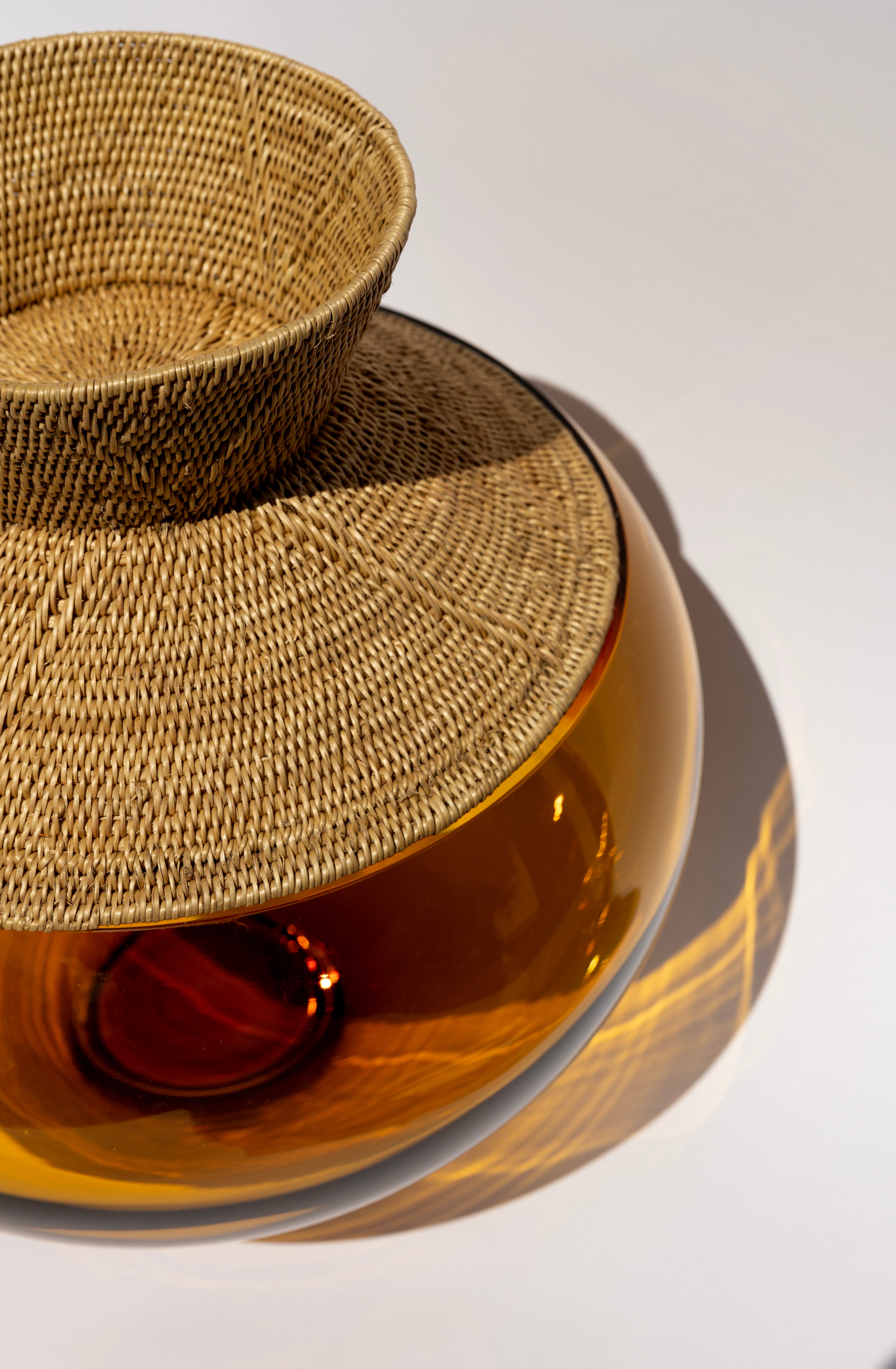 Zambia | Stacking Vessel from glass & woven Makenge root