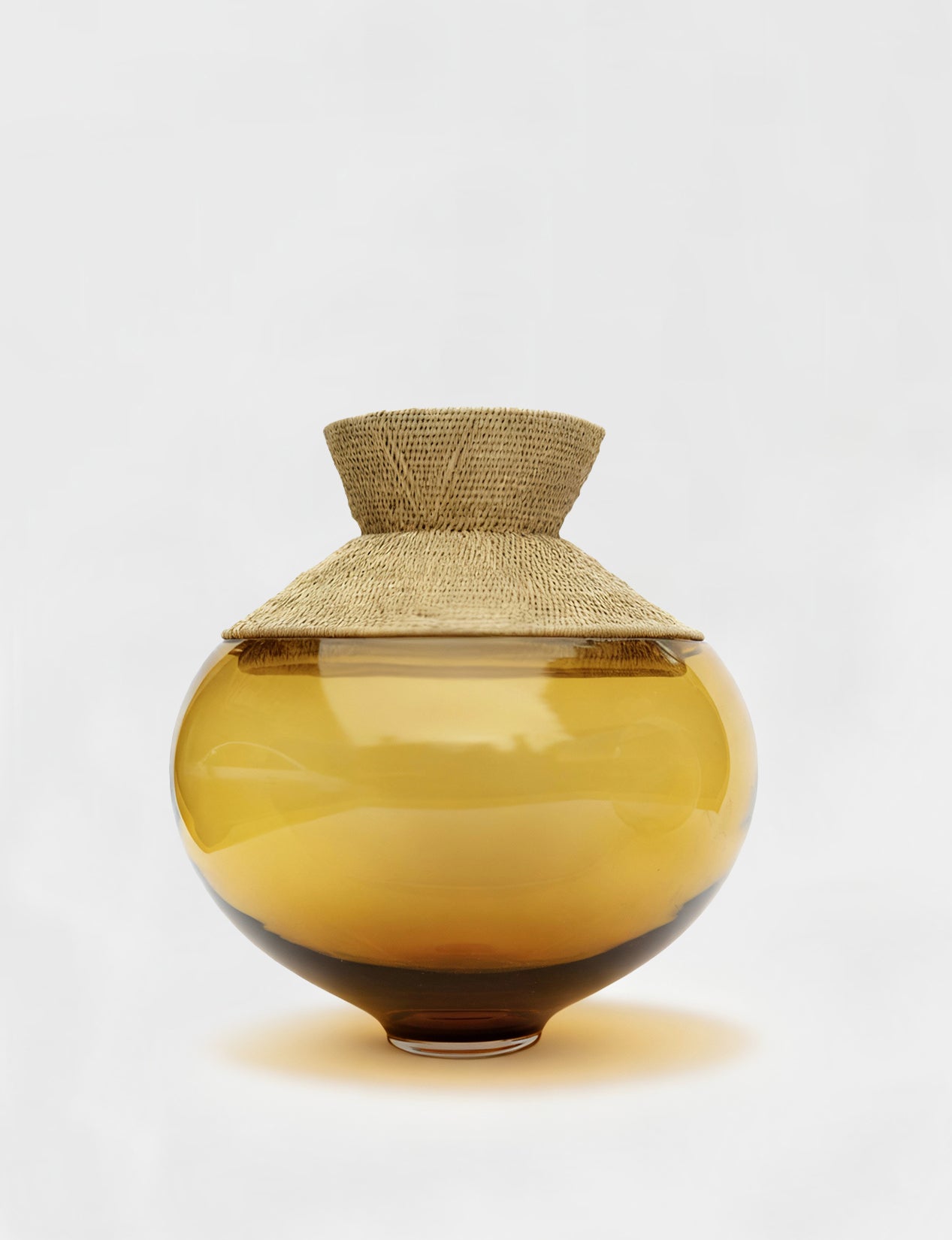 Zambia | Stacking Vessel from glass & woven Makenge root