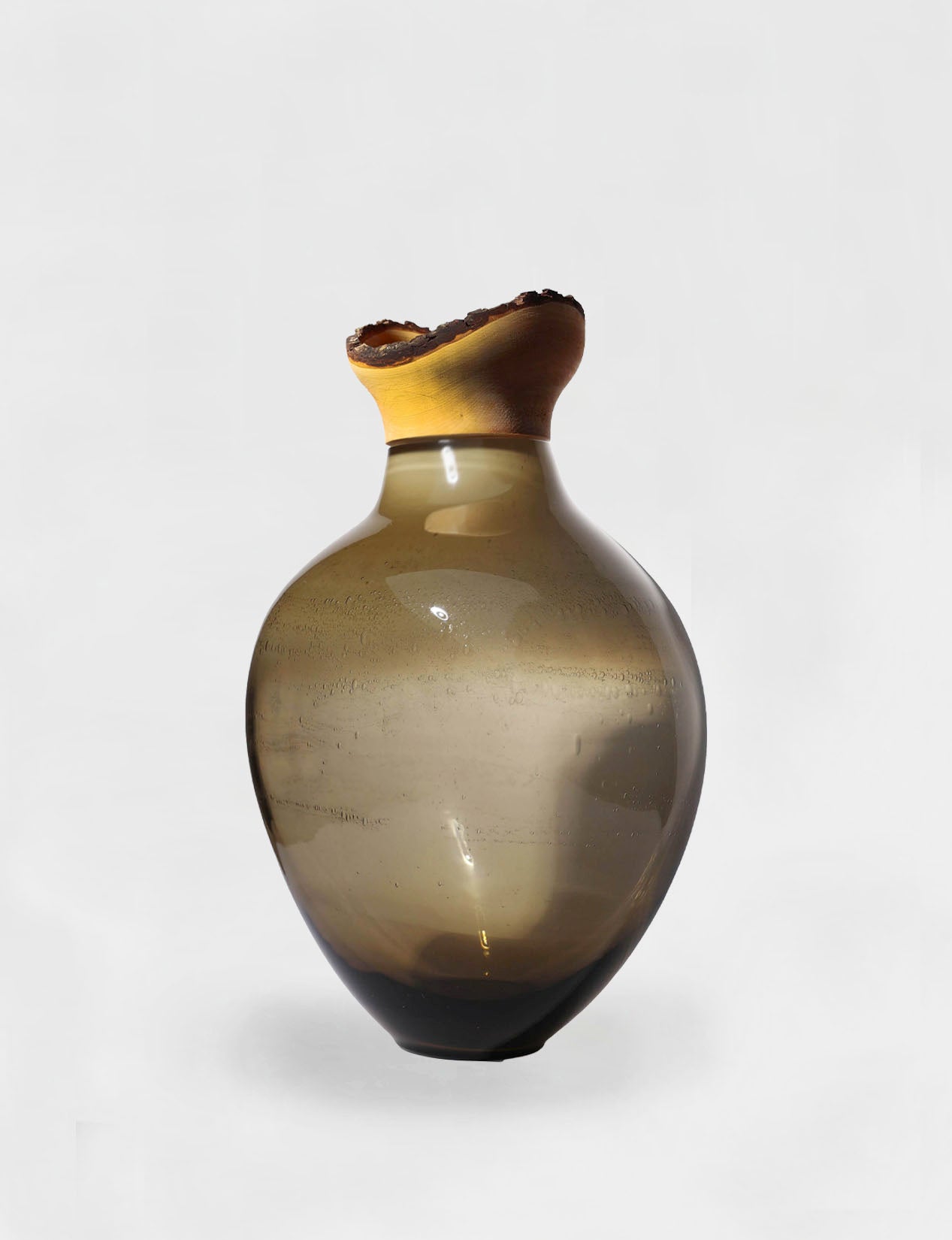 Drift | Stacking Vessel in hand formed glass & wood