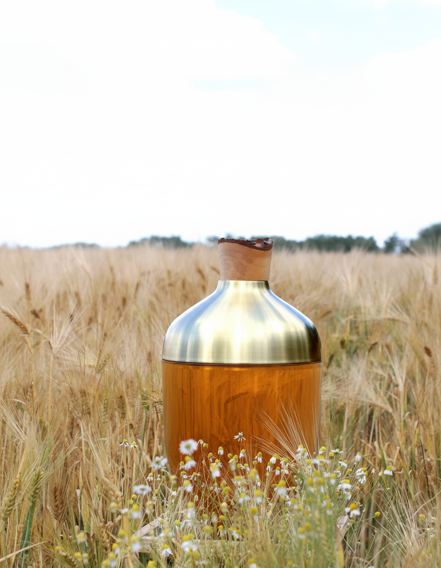 India Large I | Stacking Vessel in Glass, Semi- Precious Metal & Wood