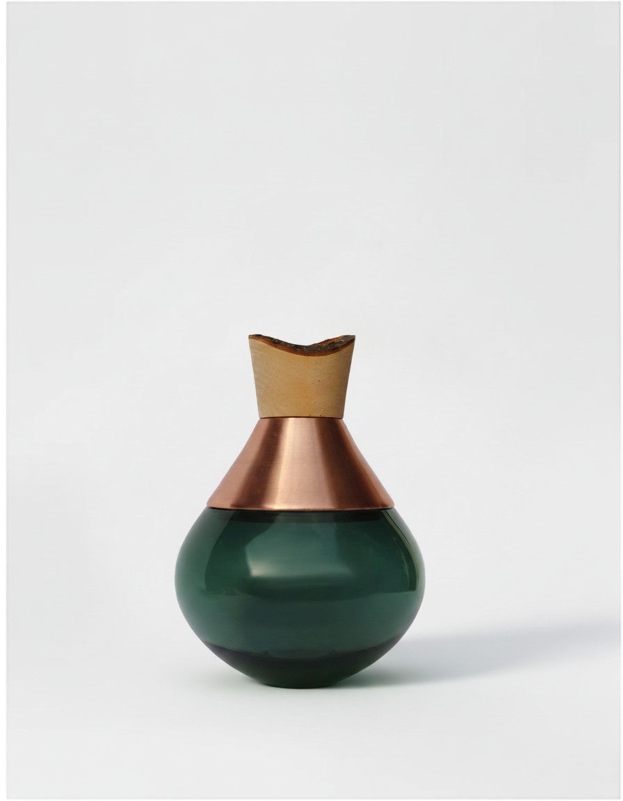 India Small II | Stacking Vessel in Semi-Precious Metal, Glass & Wood