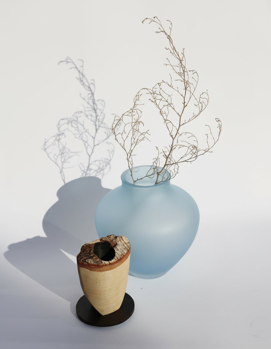 Ohana  | Sculptural Geometric Vessel in Glass & Wood