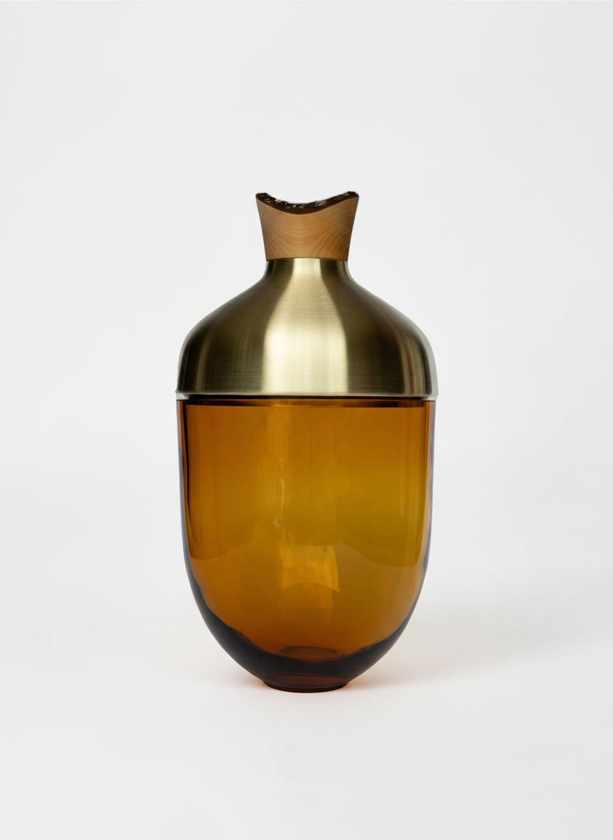 India Large I | Stacking Vessel in Glass, Semi- Precious Metal & Wood