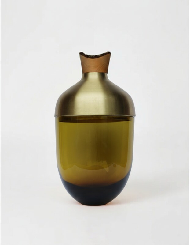 India Large I | Stacking Vessel in Glass, Semi- Precious Metal & Wood