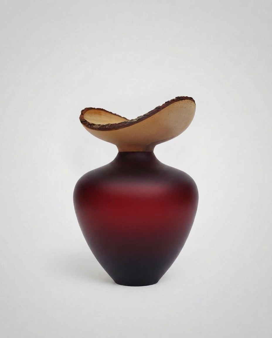 BABY BLOOM SATIN | Stacking Vessel from Glass & Wood
