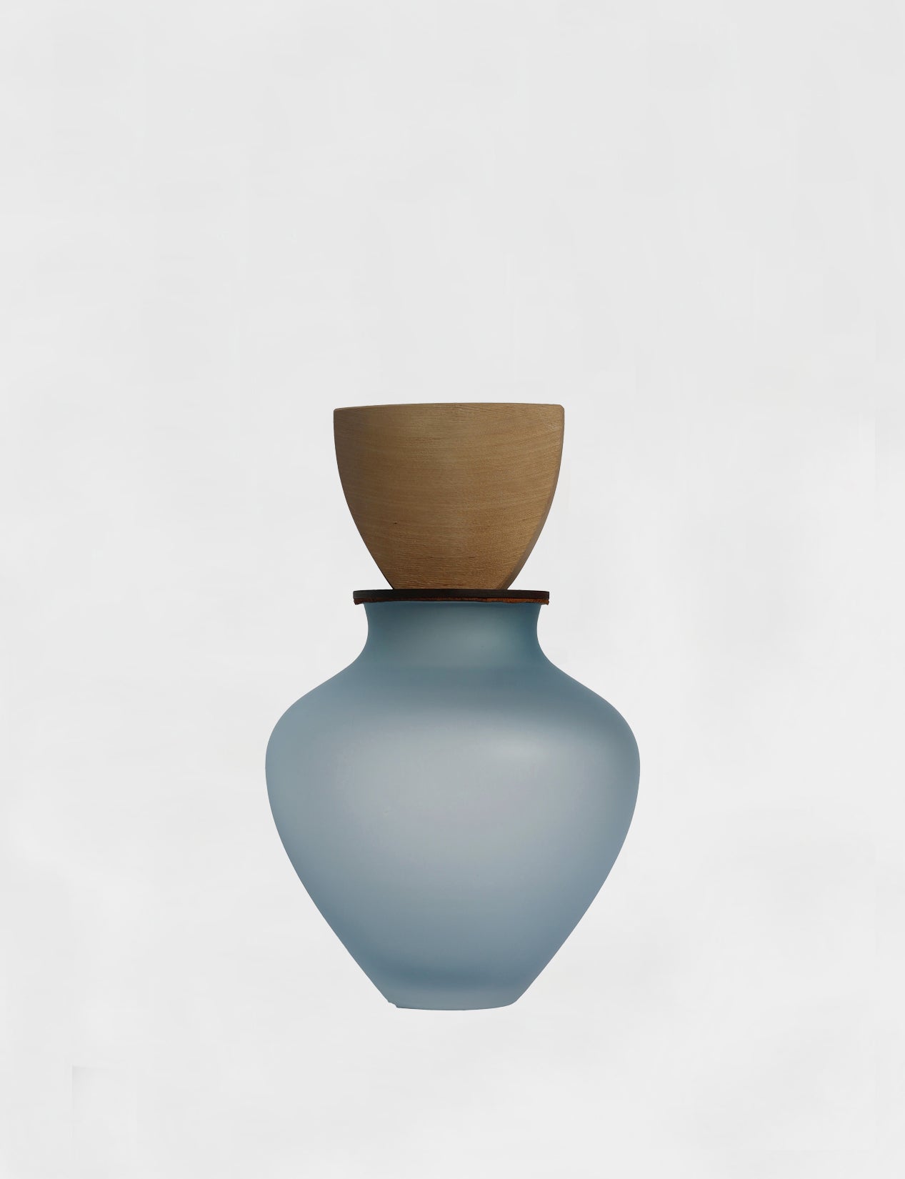 OHANA  | Sculptural Geometric Vessel in Glass & Wood