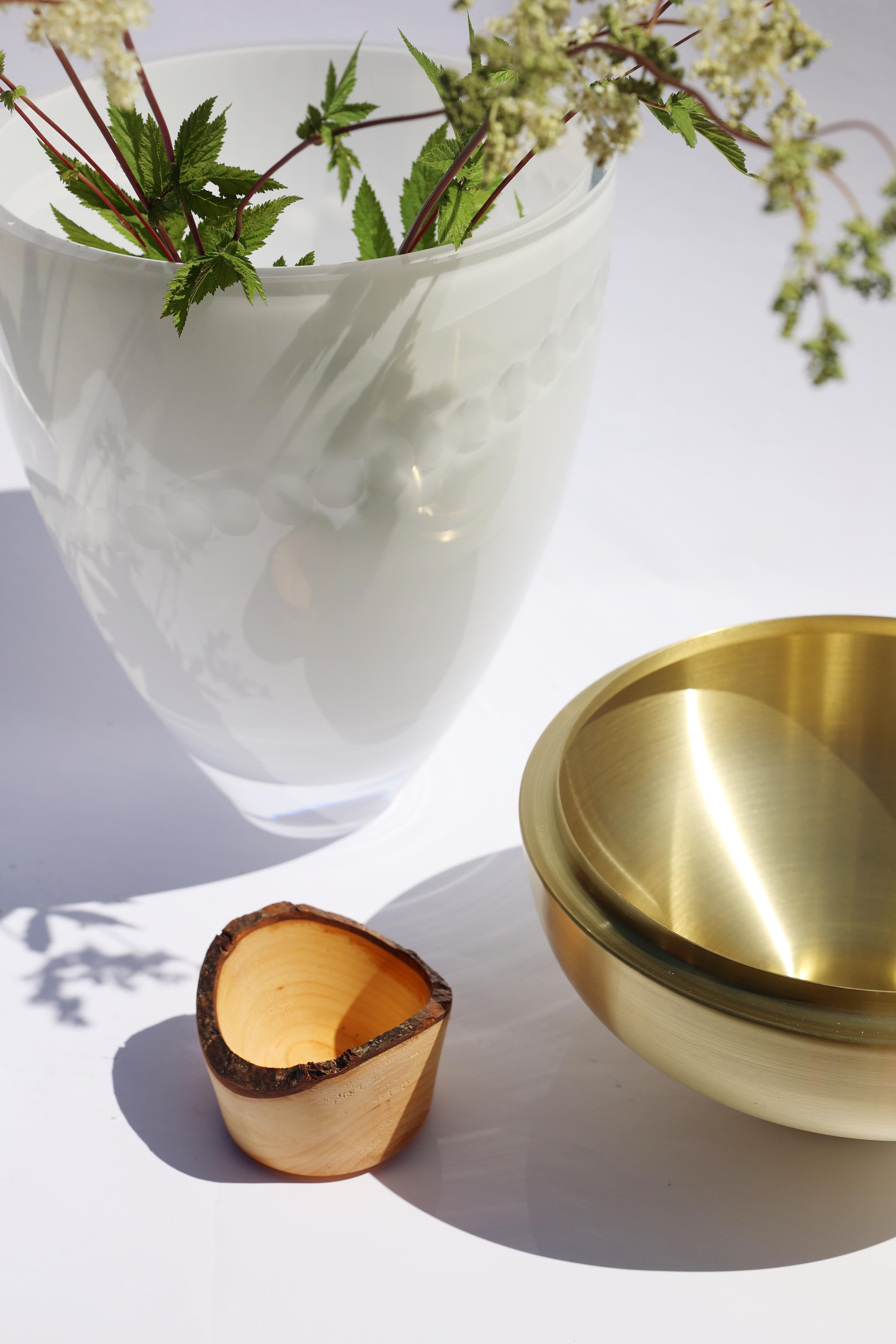 Nani | Sculpted Stacking Vessel in Semi-Precious Metal, Glass & Wood