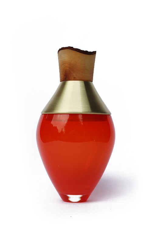 India Small I | Stacking Vessel in Brass, Glass & Wood