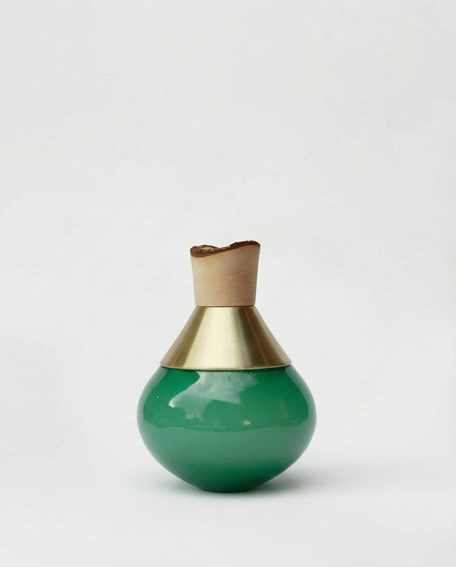 INDIA SMALL II | Stacking Vessel in Brass, Glass & Wood