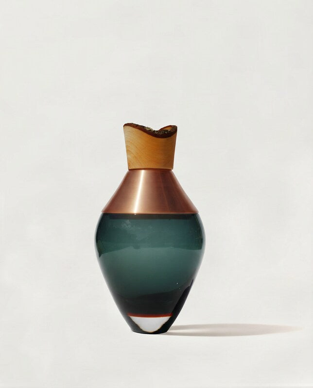 India Small I | Stacking Vessel in Semi-Precious Metal, Glass & Wood