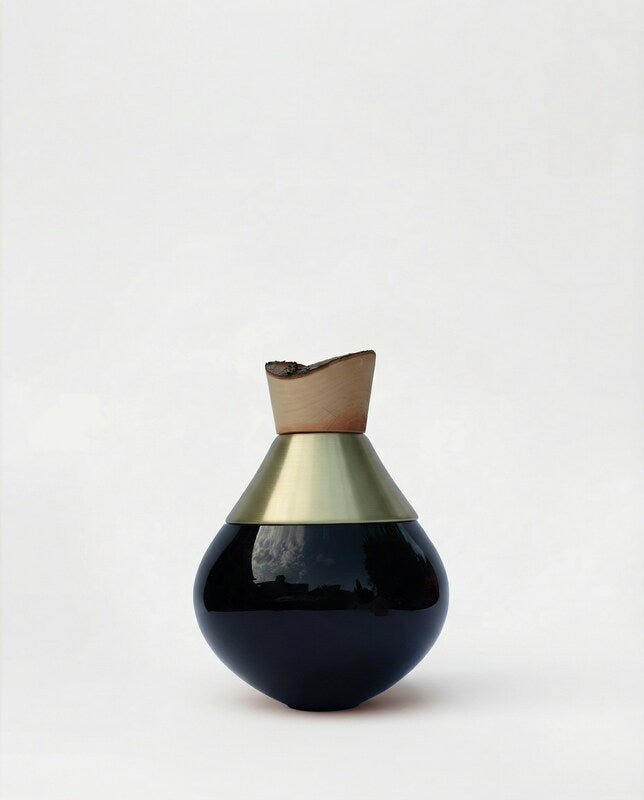 India Small II | Stacking Vessel in Brass, Glass & Wood