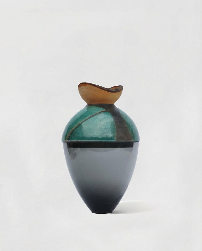 BUTTERFLY | Stacking Vessel in Glass , Raku Ceramic & Wood