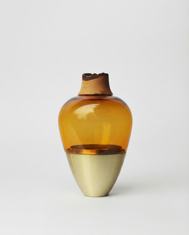 India I | Stacking Vessel in Semi-Precious Metal, Glass & Wood