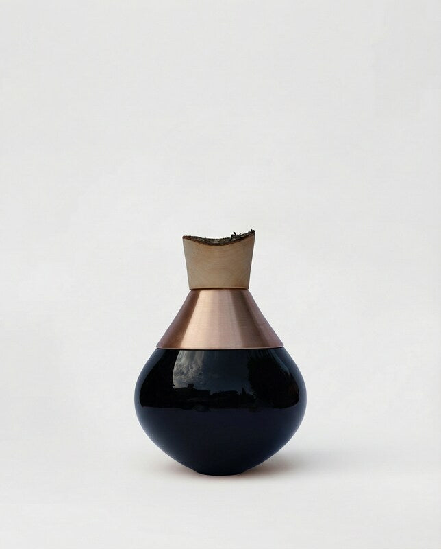 INDIA SMALL II | Stacking Vessel in Brass, Glass & Wood