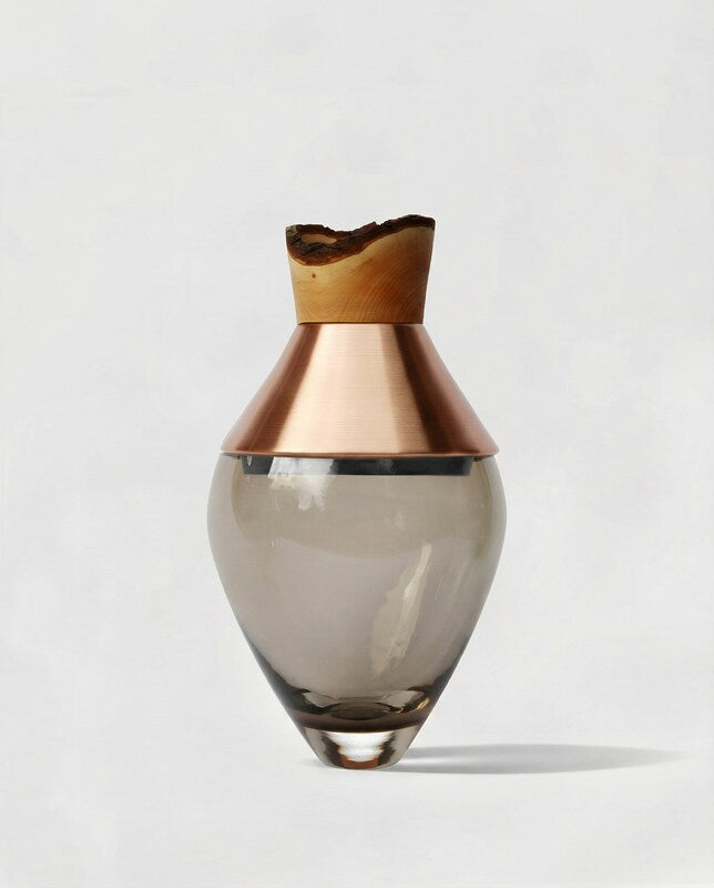 India Small I | Stacking Vessel in Semi-Precious Metal, Glass & Wood
