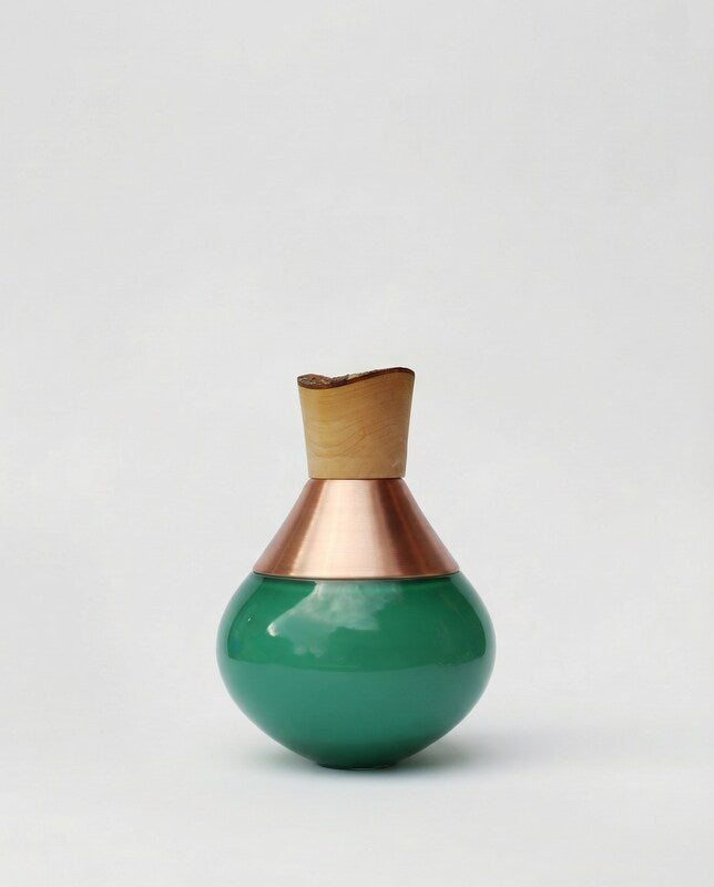 INDIA SMALL II | Stacking Vessel in Brass, Glass & Wood