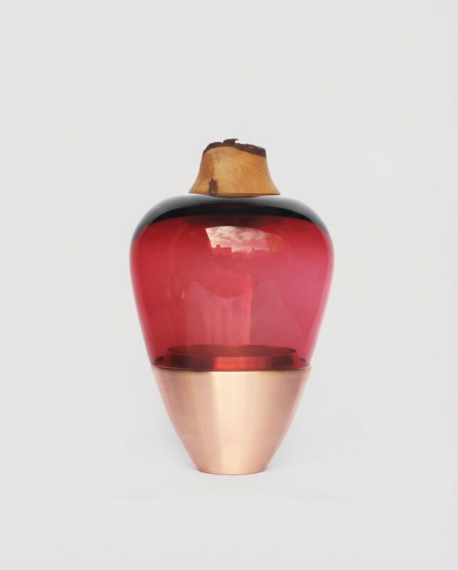 India I | Stacking Vessel in Semi-Precious Metal, Glass & Wood