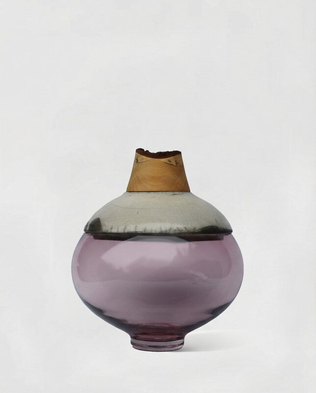 Butterfly | Stacking Vessel in Glass , Raku Ceramic & Wood