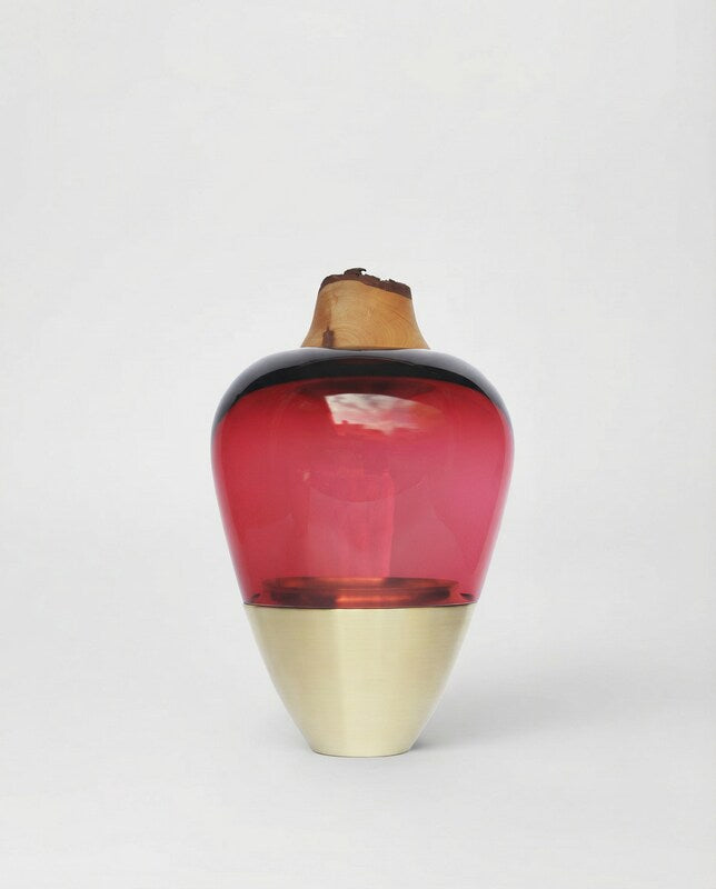 India I | Stacking Vessel in Semi-Precious Metal, Glass & Wood