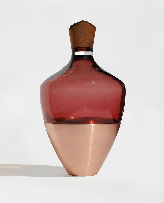 INDIA LARGE II | Stacking Vessel in Semi-Precious Metal, Glass & Wood
