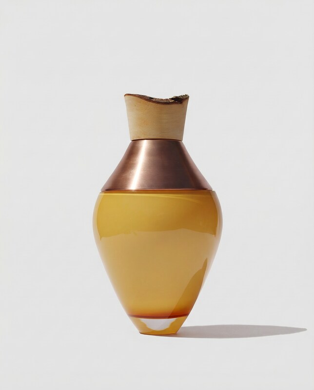 India Small I | Stacking Vessel in Semi-Precious Metal, Glass & Wood