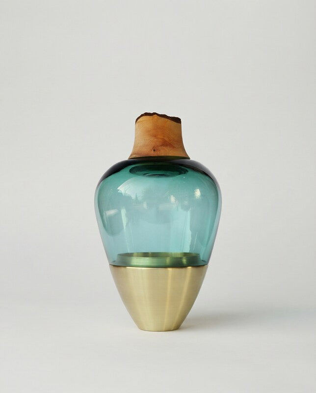 India I | Stacking Vessel in Semi-Precious Metal, Glass & Wood