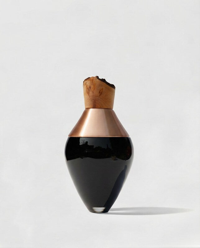 India Small I | Stacking Vessel in Semi-Precious Metal, Glass & Wood