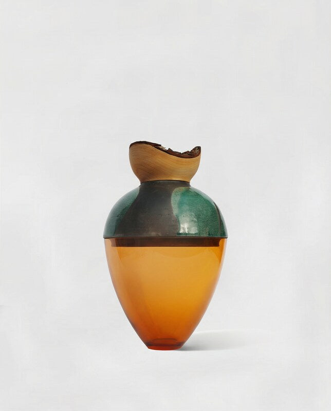 Butterfly | Stacking Vessel in Glass , Raku Ceramic & Wood
