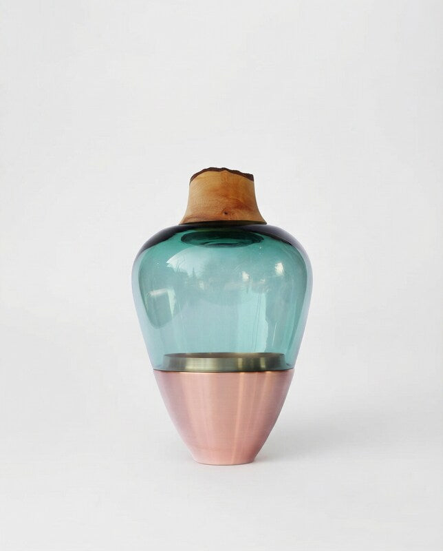 India I | Stacking Vessel in Semi-Precious Metal, Glass & Wood