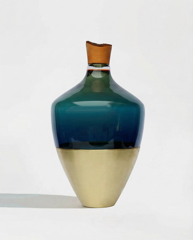 India Large II | Stacking Vessel in Semi-Precious Metal, Glass & Wood